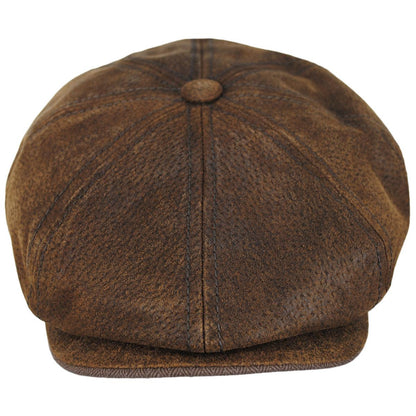 Stetson | Pigskin Leather Newsboy Cap | 160278 | front | BROWN