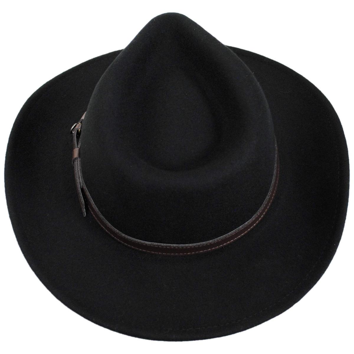 Jaxon Hats | Crushable Wool Felt Outback Hat | 135002 | top | BLACK