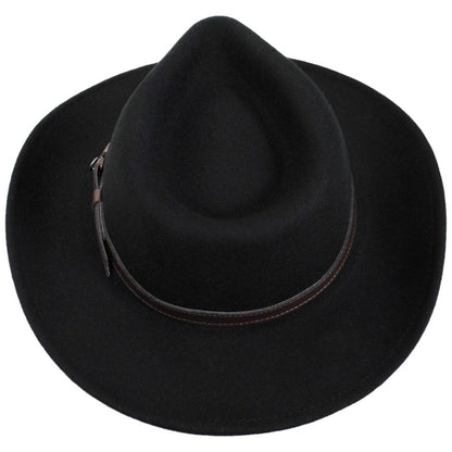 Jaxon Hats | Crushable Wool Felt Outback Hat | 135002 | top | BLACK