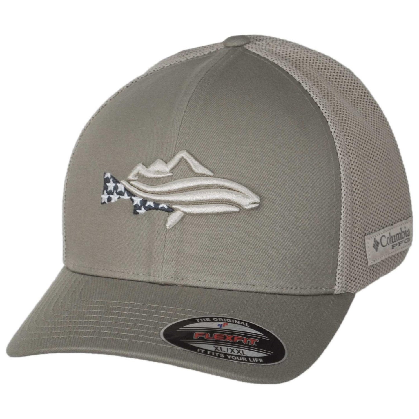 Columbia Sportswear | PFG Icon Cotton & Mesh Flexfit Fitted Baseball Cap | 400082 | lead | TUSK