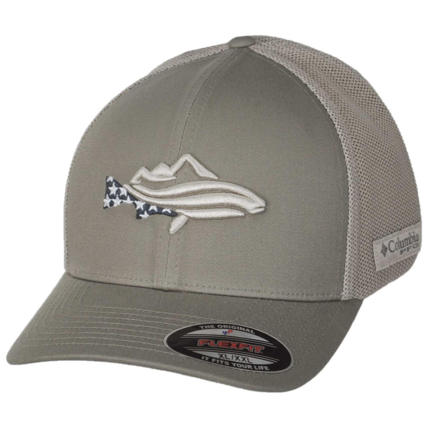 Columbia Sportswear | PFG Icon Cotton & Mesh Flexfit Fitted Baseball Cap | 400082 | lead | TUSK