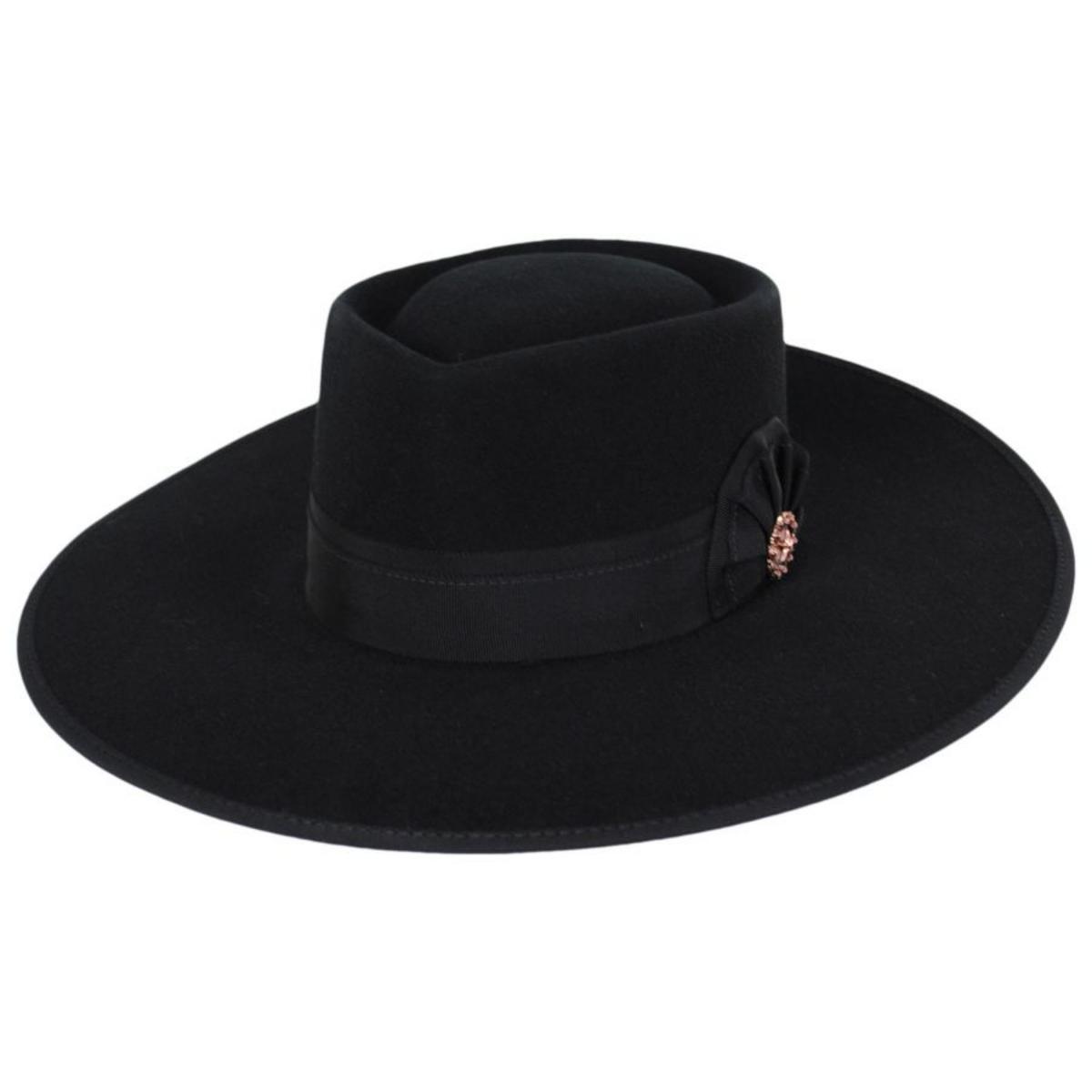 Renegade | Cowpuncher Wool and Angora Felt Gambler Hat | 100810 | lead | BLACK