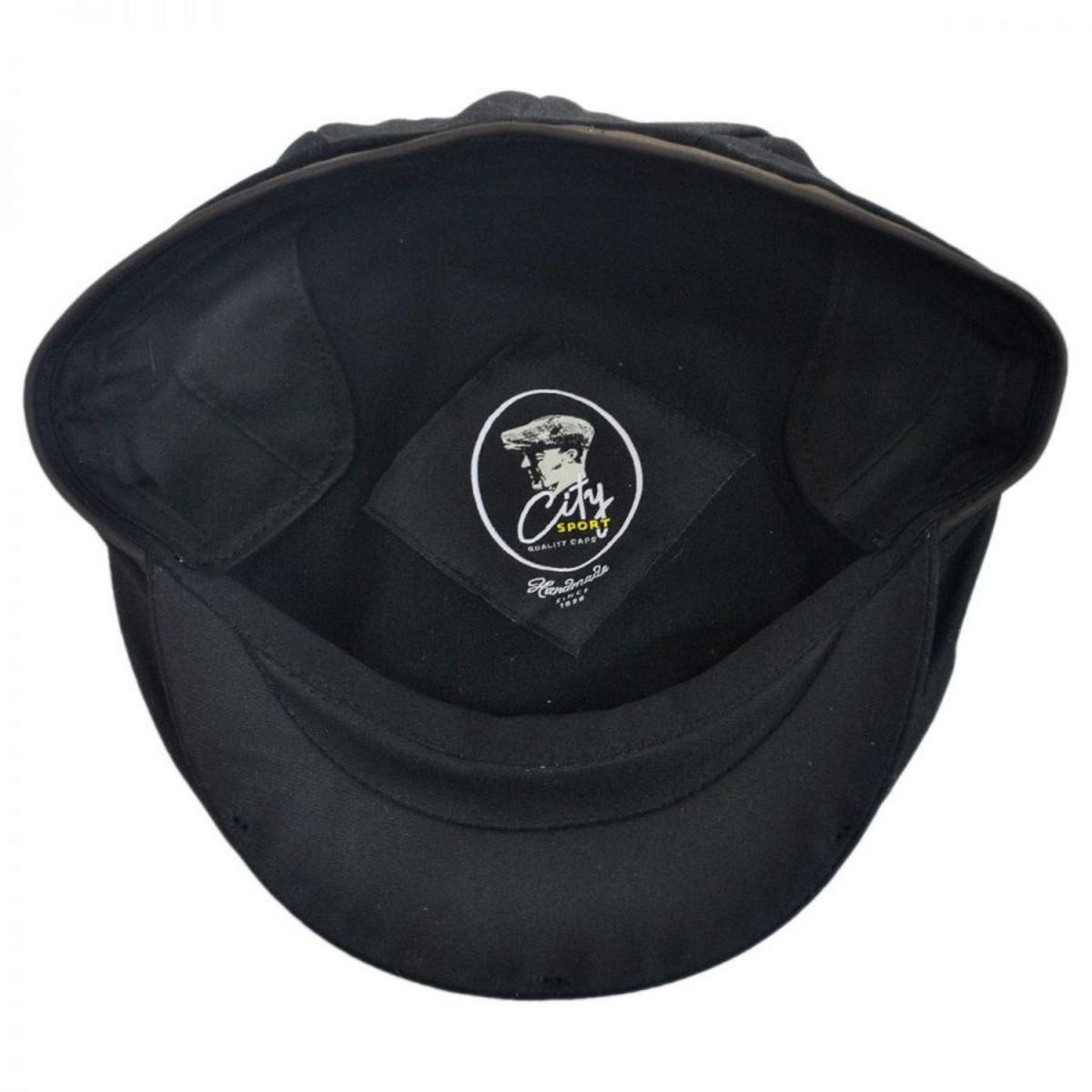 City Sport Caps |  Wax Cotton Earflap Ivy Cap | 175067 | under | BLACK