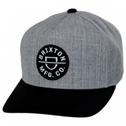 BRIXTON HATS | Crest 5-Panel Snapback Baseball Cap | 201790 | lead | GREY/BLACK