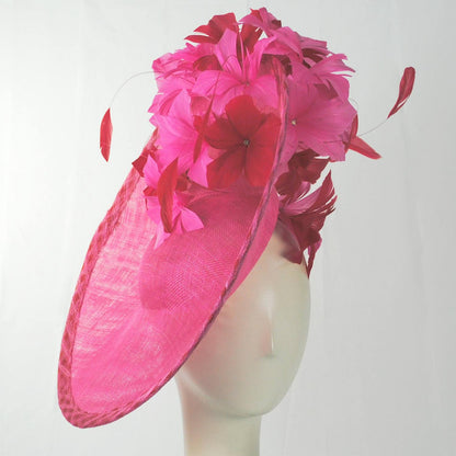 Emma B by Giovannio | Gingham Sinamay Straw Fascinator Hat | 122628 | front | PINK RASPBERRY