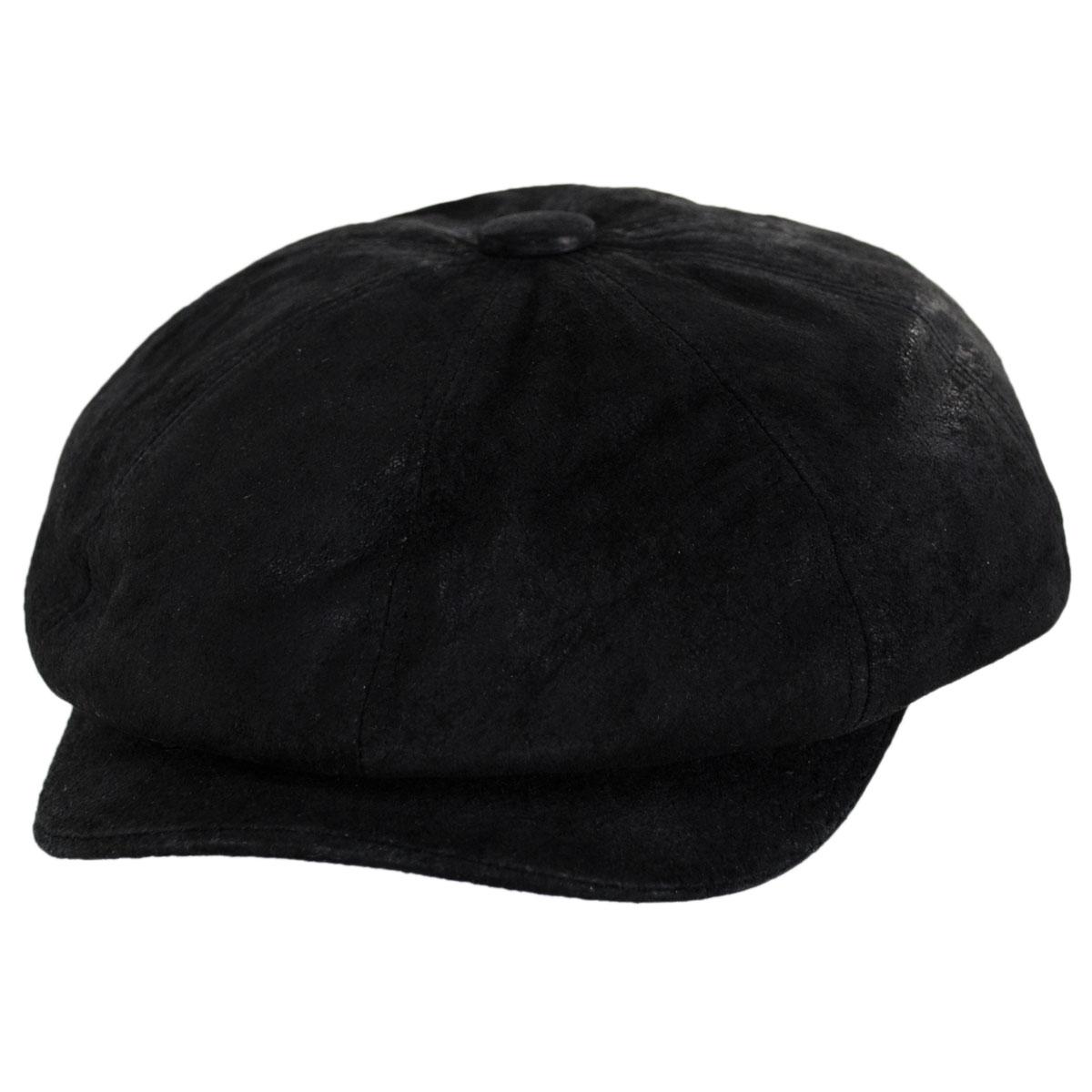 Jaxon Hats | Wholesale Leather Newsboy Cap B2B Pre-Pack | B2B170201 | lead | BLACK