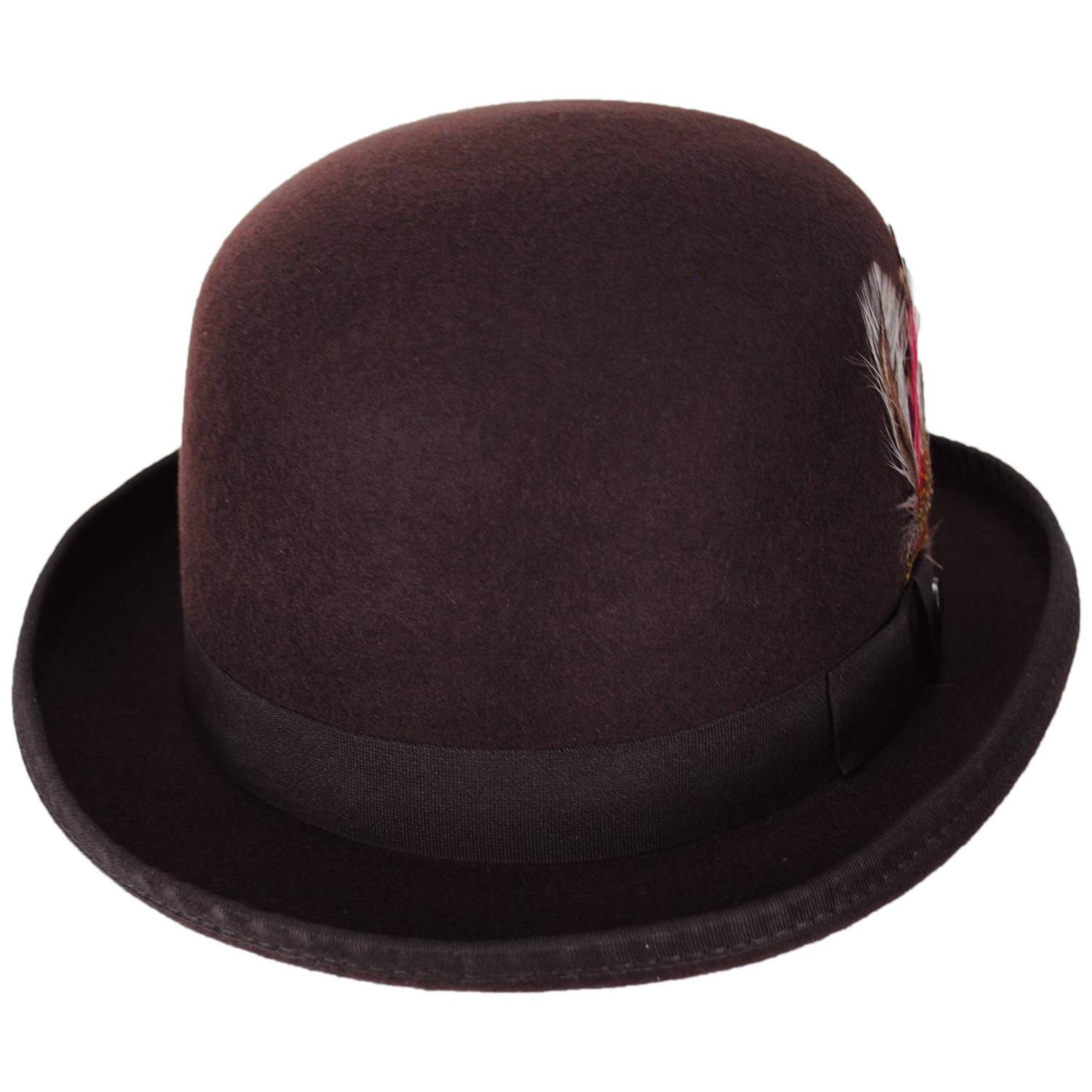 Jaxon Hats | English Wool Felt Bowler Hat | 132055 | lead | BROWN