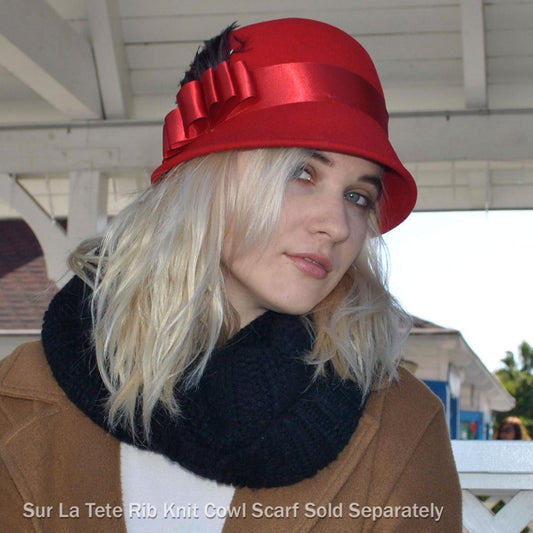sur la tete | Wholesale Chloe Wool Felt Cloche Hat B2B Pre-Pack | B2B125511 | lsfone | RED