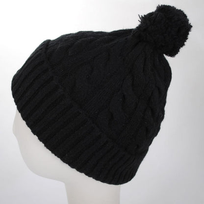 Kangol | Pompom Cable Knit Beanie Hat | 500410 | profile | BLACK