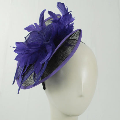 Sophia | Two Tone Folded Sinamay Straw Fascinator Hat | 122902 | front | PURPLE