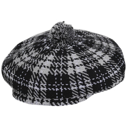 Kangol | New Heritage Pom-Pom Newsboy Cap | 160842 | lead | BLACK CHECK