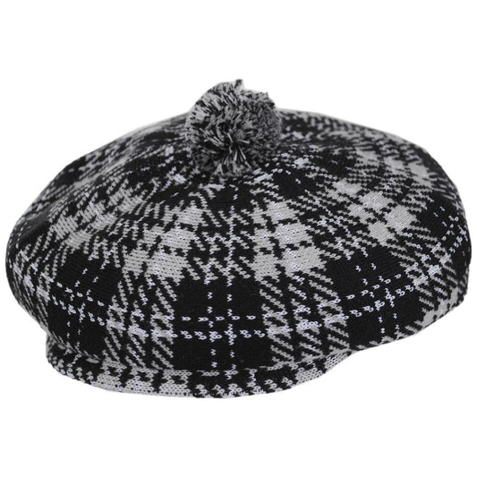 Kangol | New Heritage Pom-Pom Newsboy Cap | 160842 | lead | BLACK CHECK