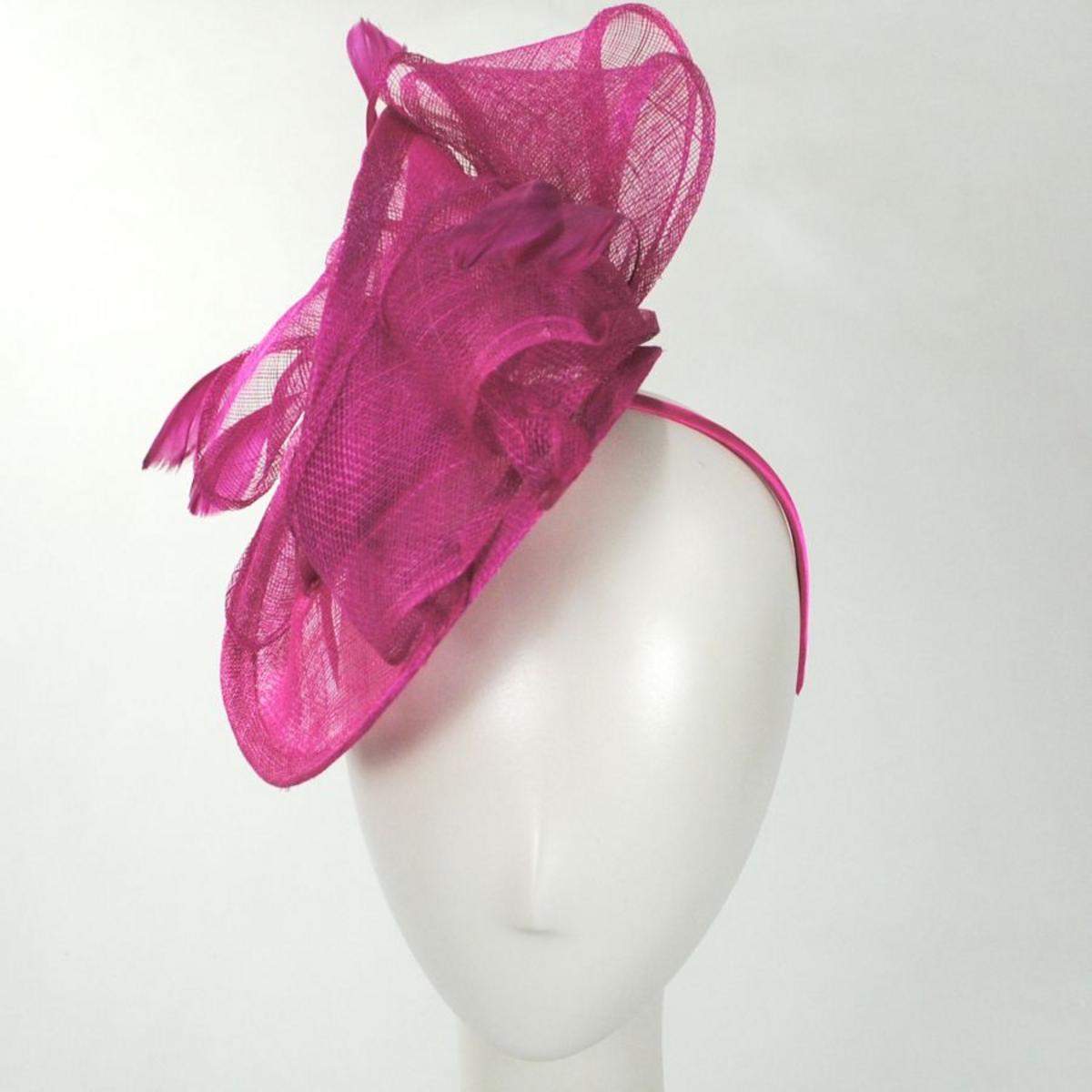 Jeanne Simmons | Isabelle Sinamay Straw Fascinator Hat | 120764 | front | FUCHSIA