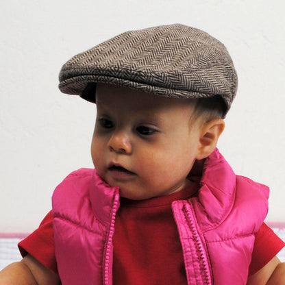 Jaxon Hats | Baby Herringbone Wool Blend Ivy Cap | 512111 | lsmone | BROWN