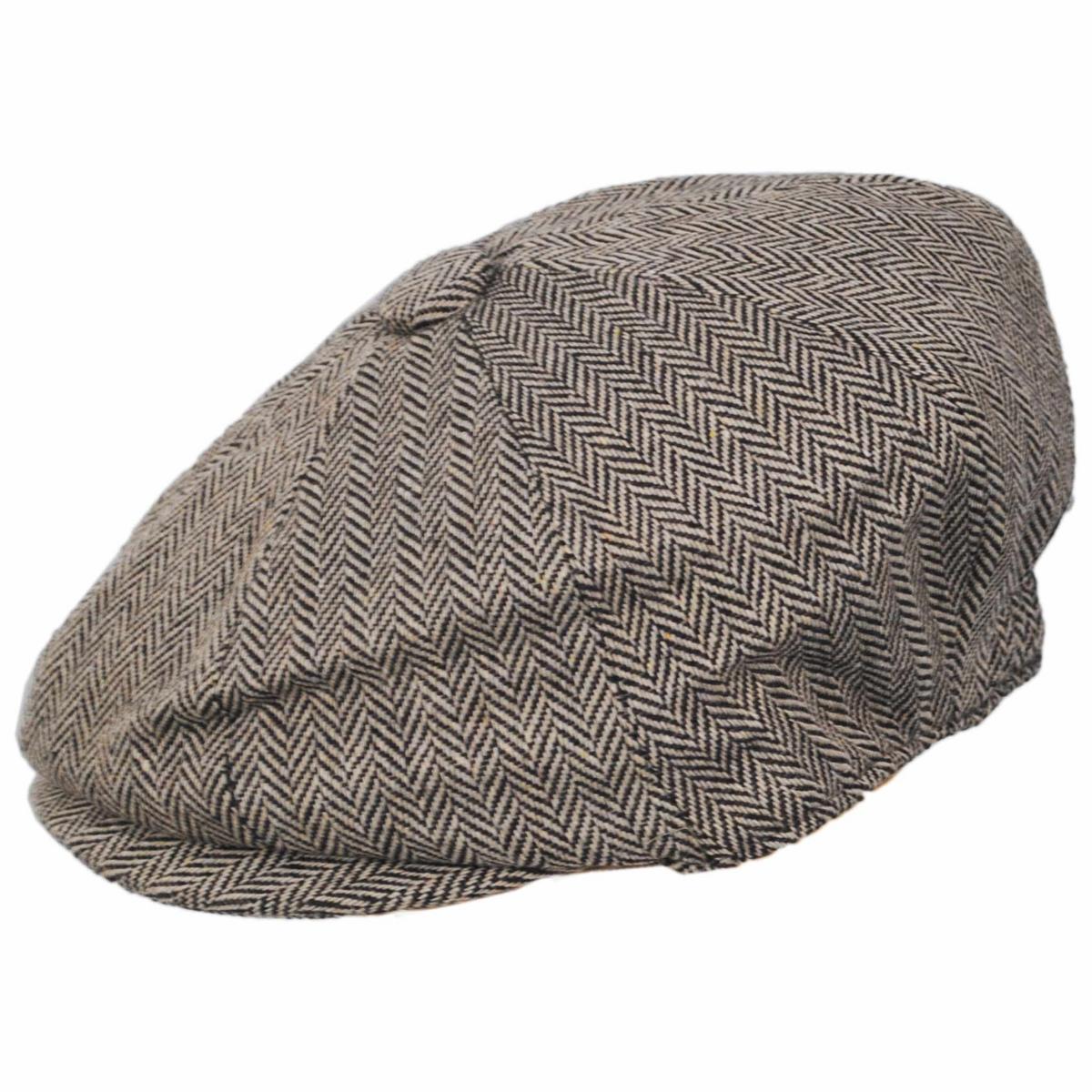 Jaxon Hats | Kid's Herringbone Wool Blend Newsboy Cap | 512100 | profile | BROWN