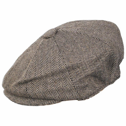 Jaxon Hats | Kid's Herringbone Wool Blend Newsboy Cap | 512100 | profile | BROWN