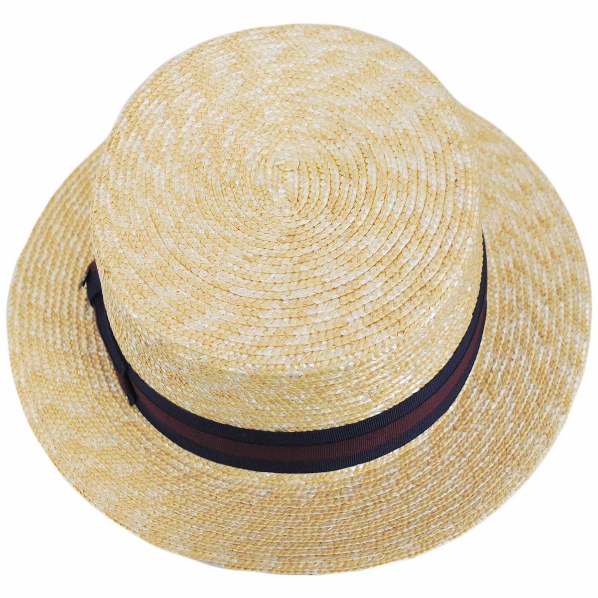 Jaxon Hats | Striped Band Wheat Straw Skimmer Hat | 129005 | top | NATURAL