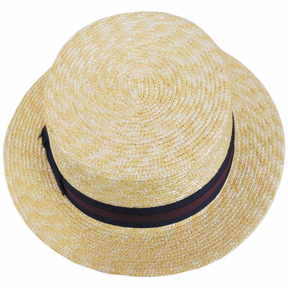 Jaxon Hats | Striped Band Wheat Straw Skimmer Hat | 129005 | top | NATURAL