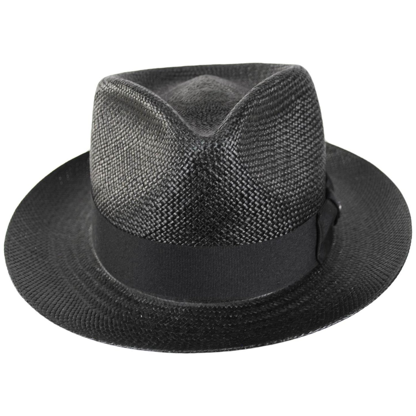 Jaxon Hats | Humphrey Grade 8 Panama Straw Fedora Hat | 127153 | front | BLACK
