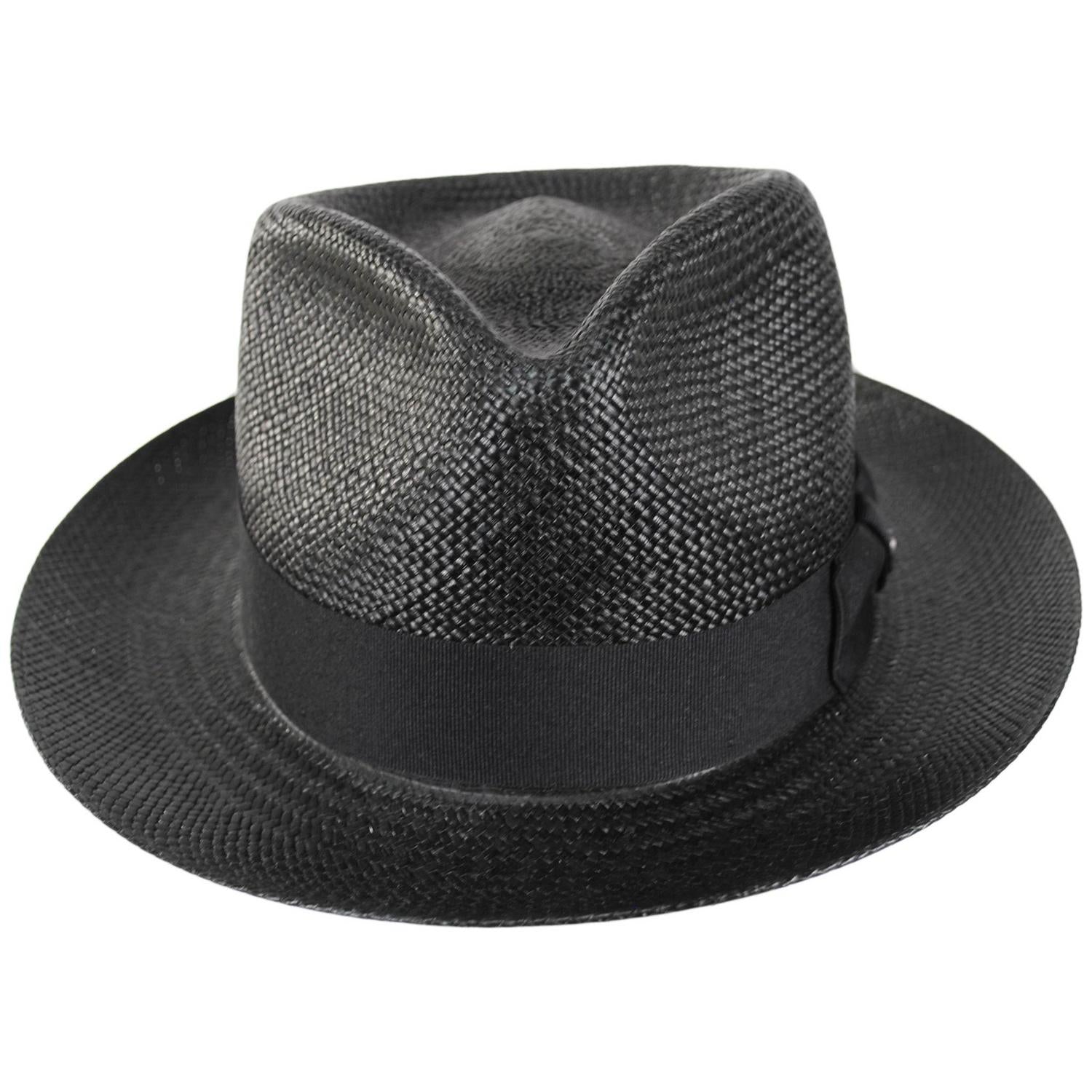 Jaxon Hats | Humphrey Grade 8 Panama Straw Fedora Hat | 127153 | front | BLACK