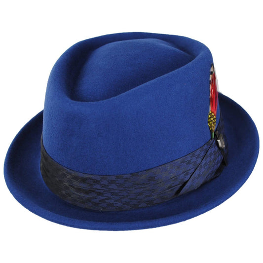 BRIXTON HATS | Stout Wool Felt Diamond Crown Fedora Hat | 135602 | lead | CLASSIC NAVY