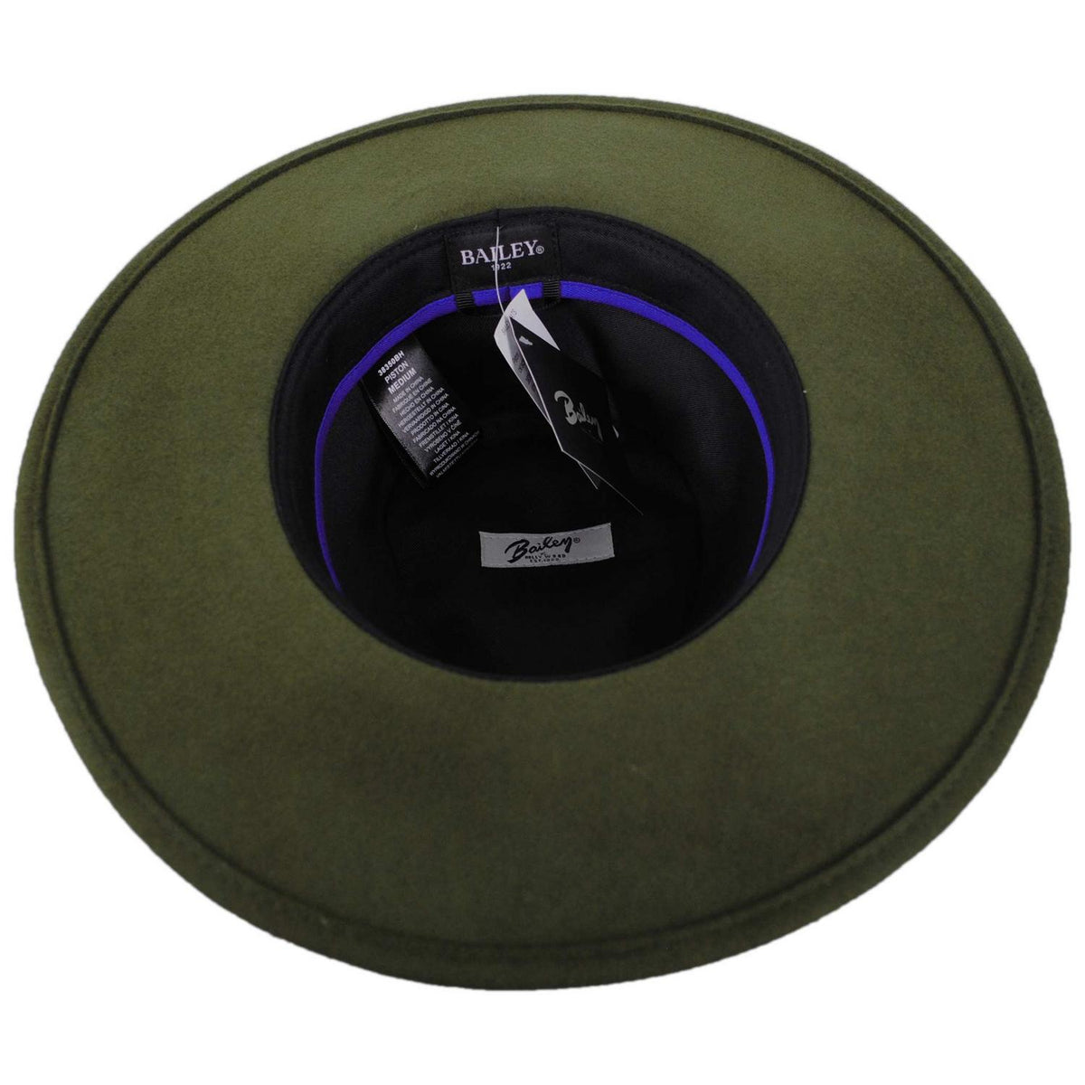 Bailey 1922 | Piston Wool Felt Aussie Hat | 130349 | under | OLIVE