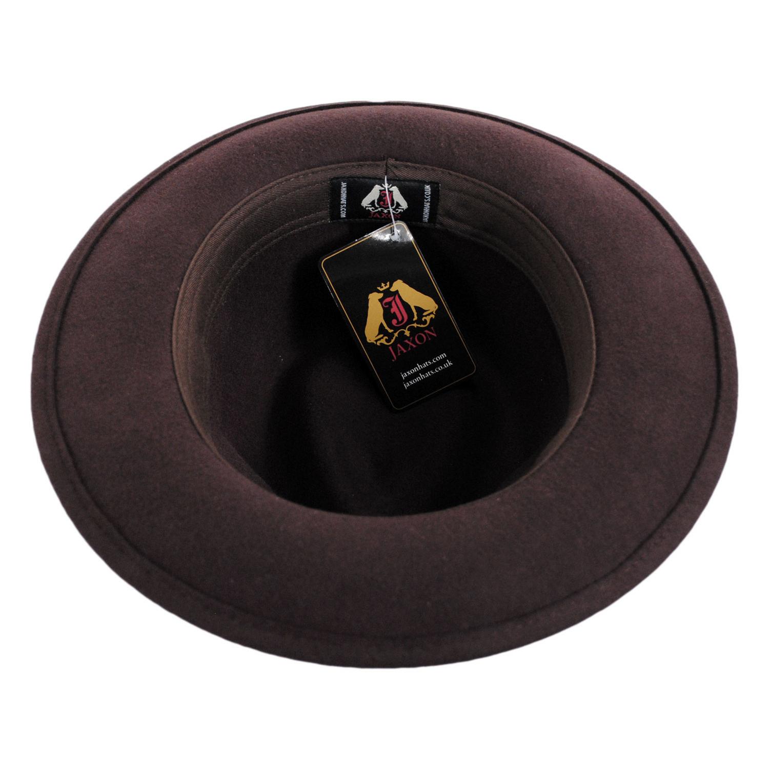 Jaxon Hats | C-Crown Crushable Wool Felt Fedora Hat | 135003 | under | BROWN