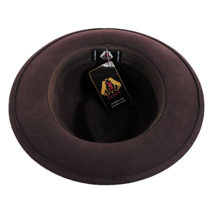 Jaxon Hats | C-Crown Crushable Wool Felt Fedora Hat | 135003 | under | BROWN