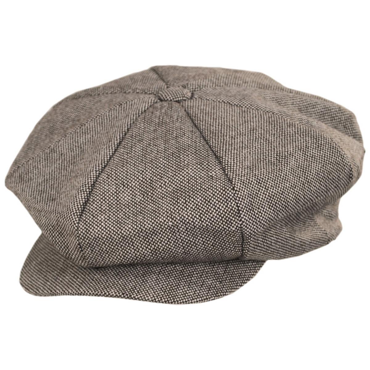 Jaxon Hats | Marl Tweed Wool Blend Big Apple Cap | 167725 | lead | BROWN