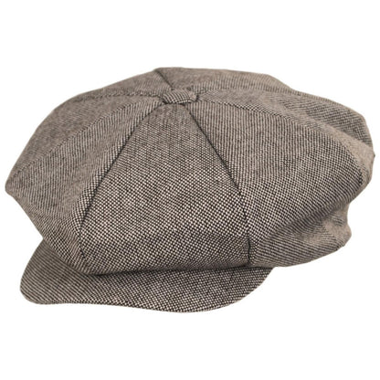 Jaxon Hats | Marl Tweed Wool Blend Big Apple Cap | 167725 | lead | BROWN