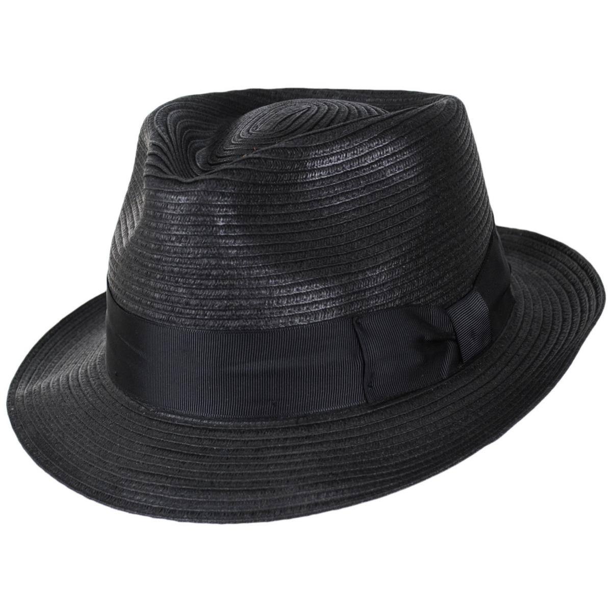 Bigalli | Alessandro Toyo Braid Fedora Hat | 129240 | lead | BLACK