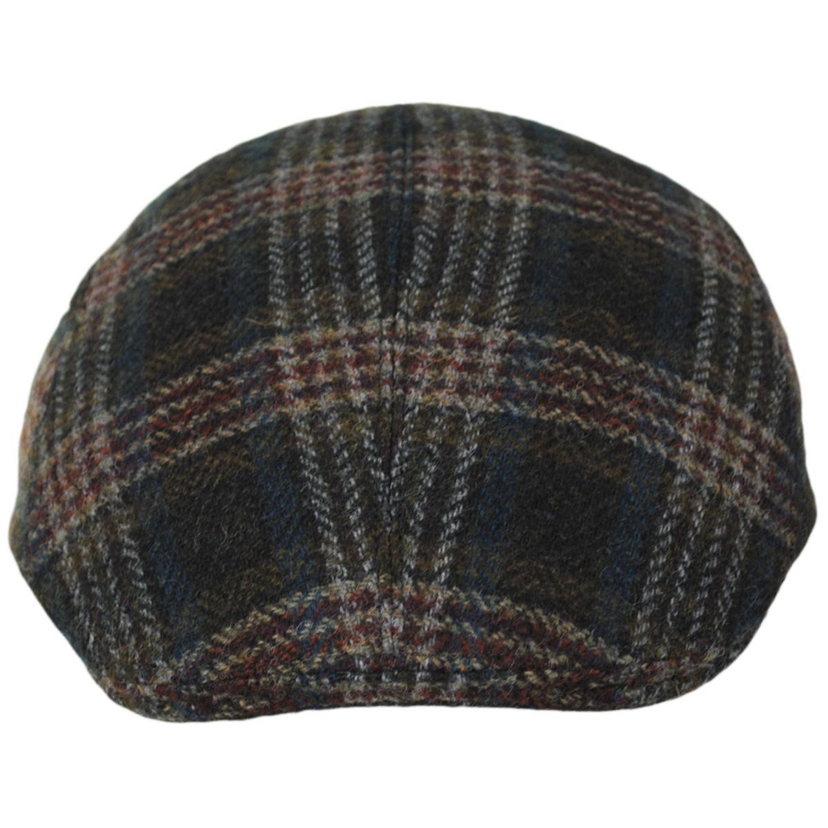 Wigens Caps | Magee Multi Check Wool Modern Ivy Cap | 161968 | front | DARK BLUE