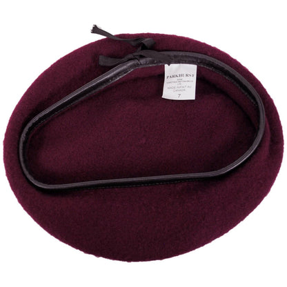 Village Hat Shop | Wool Military Beret with Lambskin Band | 151106 | under | MAROON