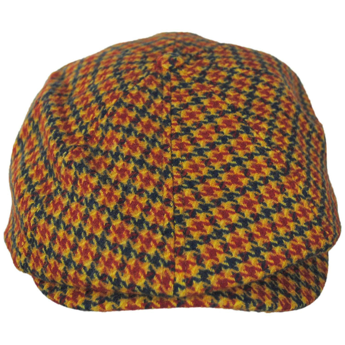 BRIXTON HATS | Brood Houndstooth Wool Blend Newsboy Cap | 161518TOR | front | TAUPE/ORANGE/ROYAL