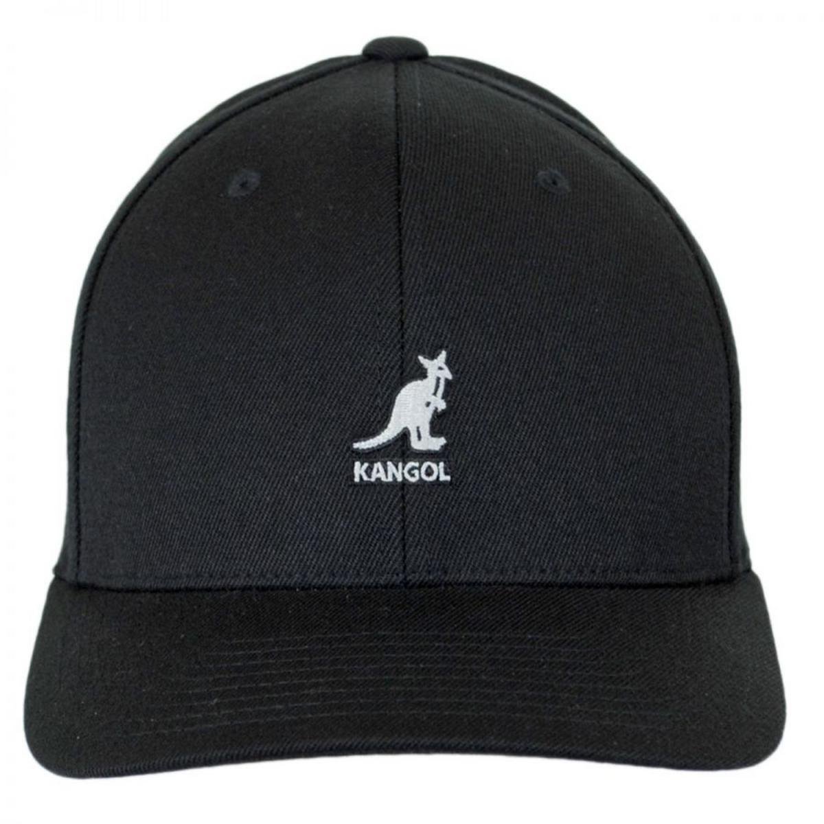 Kangol | Logo Wool FlexFit Fitted Baseball Cap | 201104 | front | BLACK