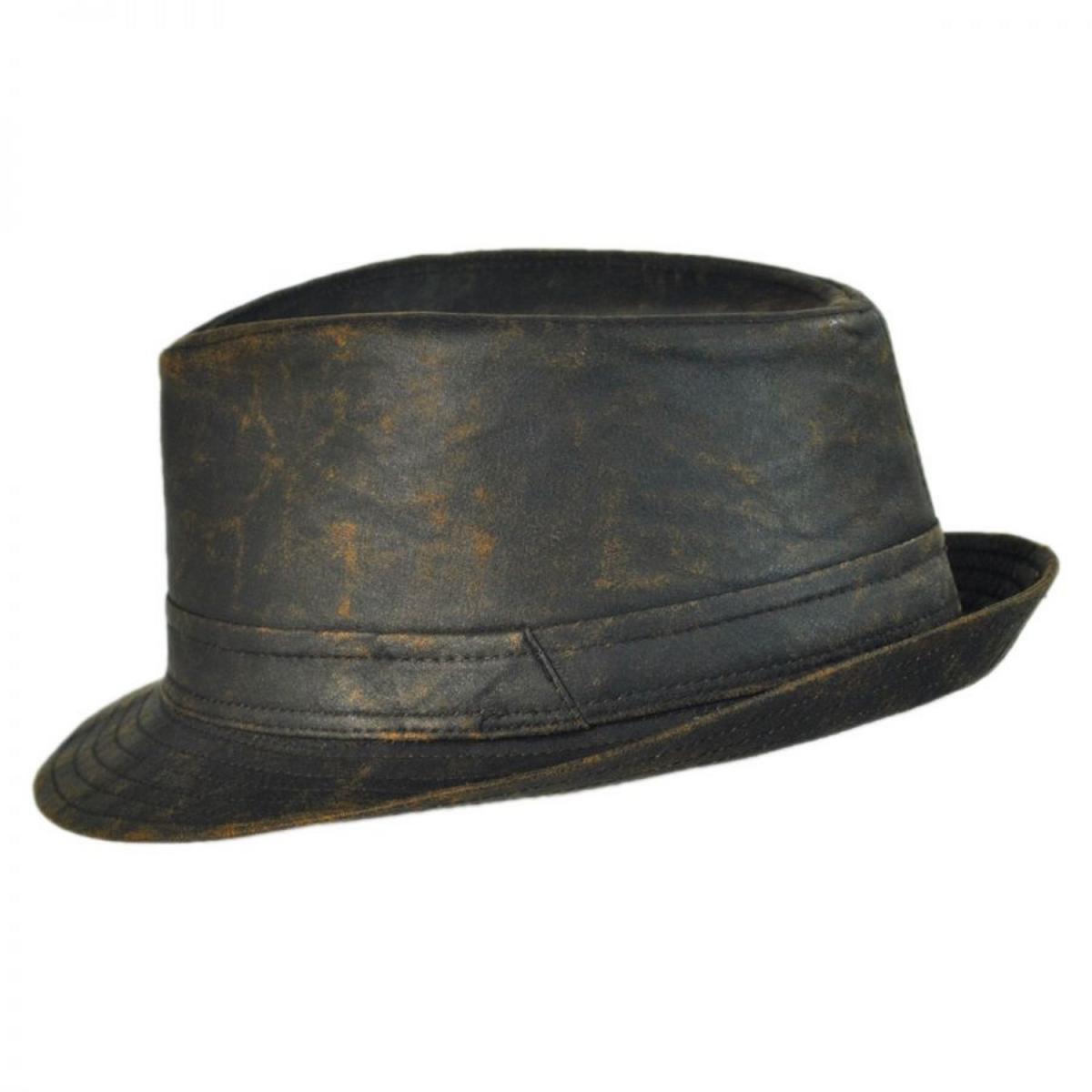 Jaxon Hats | Weathered Cotton Trilby Fedora Hat | 142314 | profile | BROWN