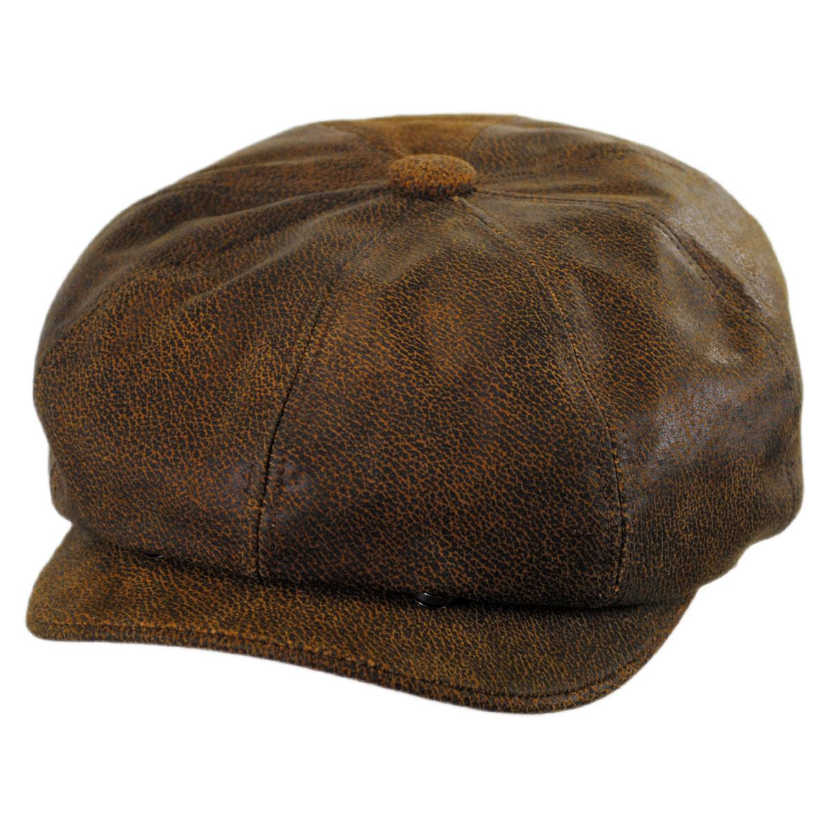 Jaxon Hats | Wholesale Leather Newsboy Cap B2B Pre-Pack | B2B170201 | lead | BROWN