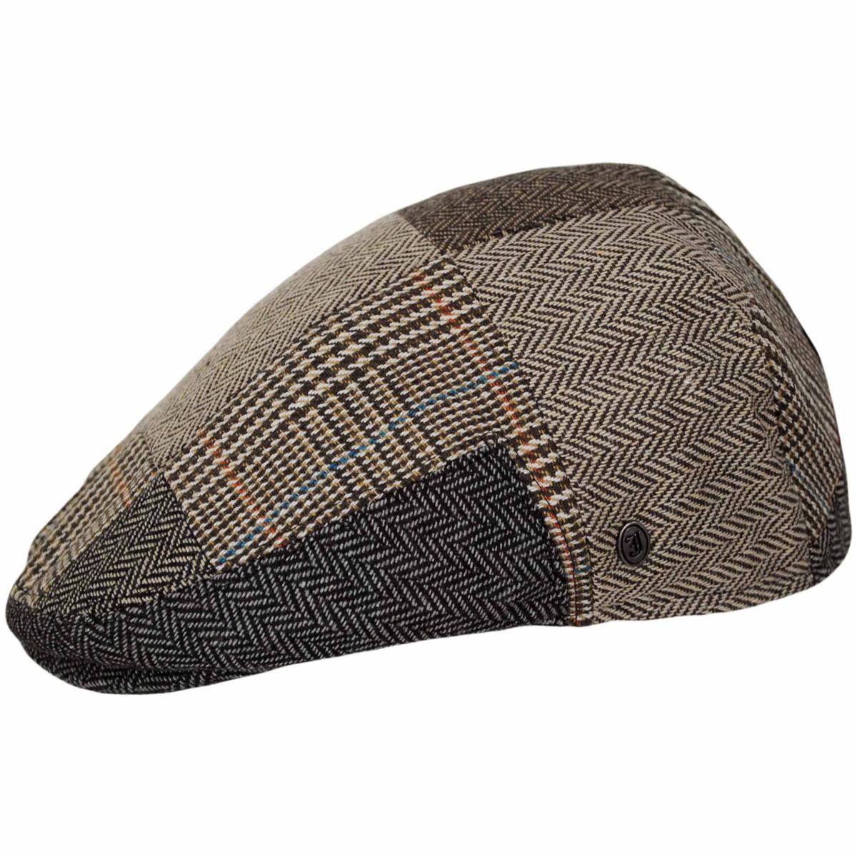 Jaxon Hats | Herringbone Patchwork Wool Blend Ivy Cap | 167734 | profile | BROWN/GREY
