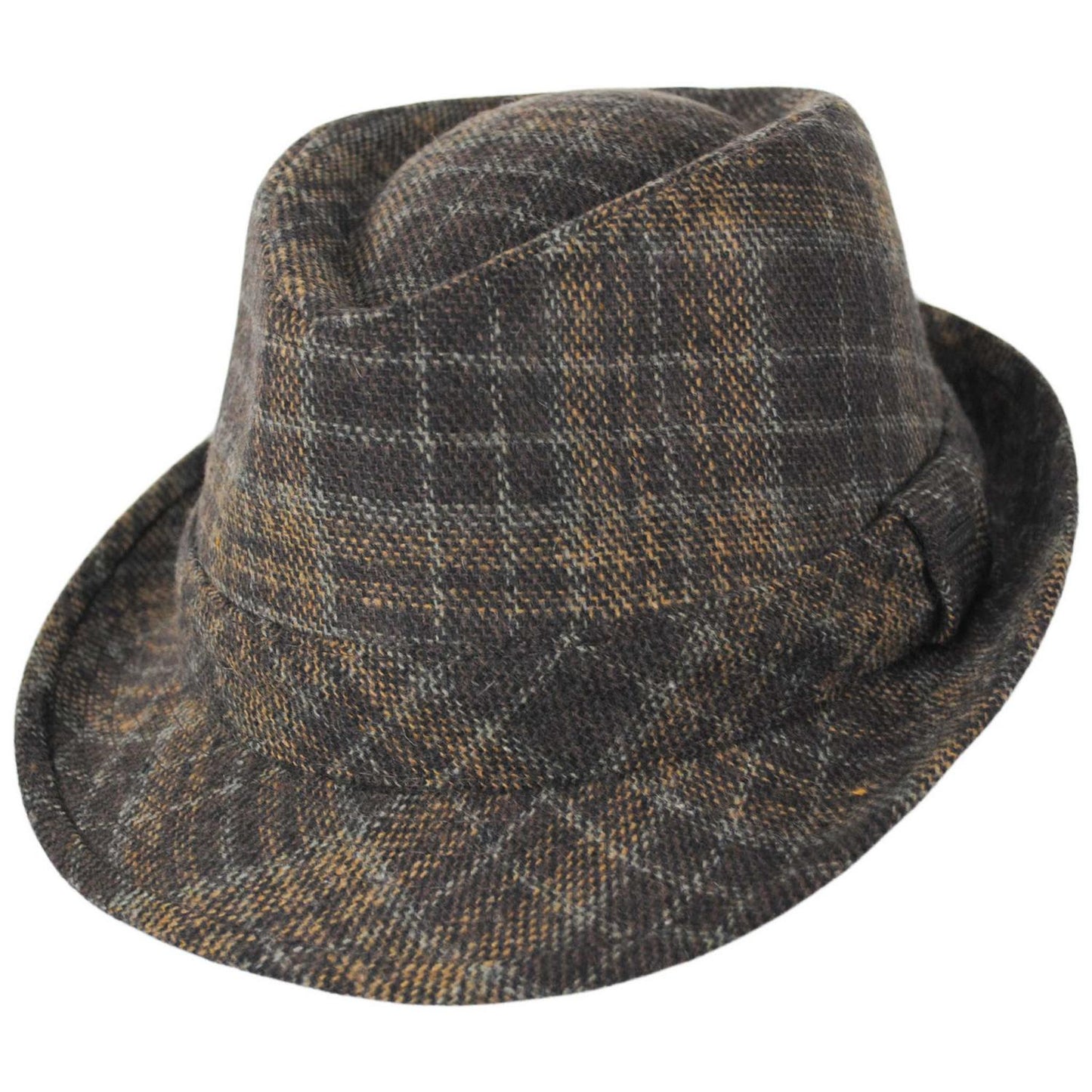 Dorfman Pacific | Chester Plaid Fedora Hat | 140244 | lead | BROWN