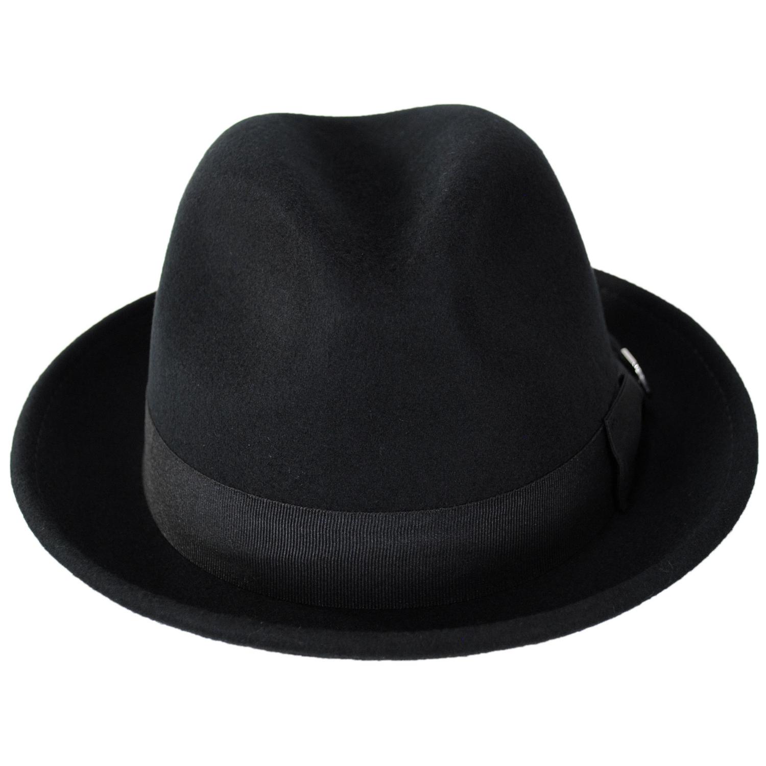Stacy Adams | Bracco Wool Felt Fedora Hat | 130428 | front | BLACK/BROWN