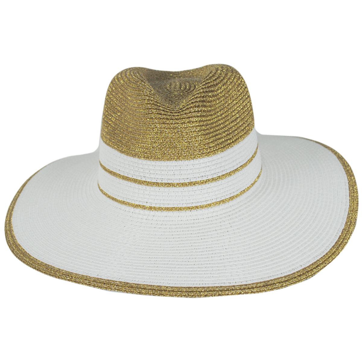 Physician Endorsed | Danielle Two-Tone Toyo Straw Fedora Hat | 102666 | front | WHITE/GOLD