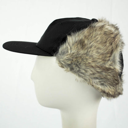 Dorfman Pacific | Woody Nylon Earflap Fitted Baseball Cap | 200184 | profiletwo | BLACK
