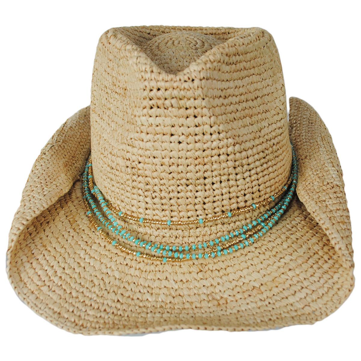 NIKKI BEACH | Sydney Raffia Straw Western Hat | 102659 | front | NATURAL