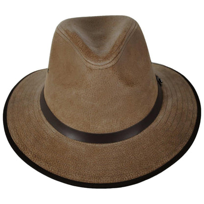 Jaxon Hats | Nubuck Leather Safari Fedora Hat | 147200 | front | CHESTNUT