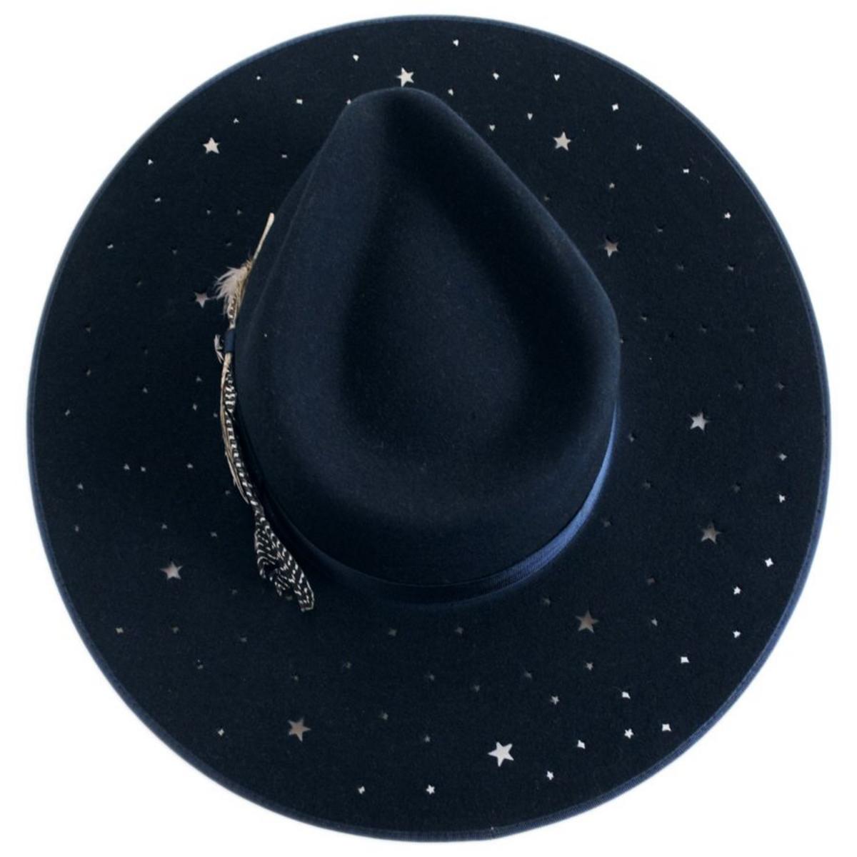 Stetson | Night Sky S Wide Brim Wool Felt Fedora Hat | 130721 | under | NAVY