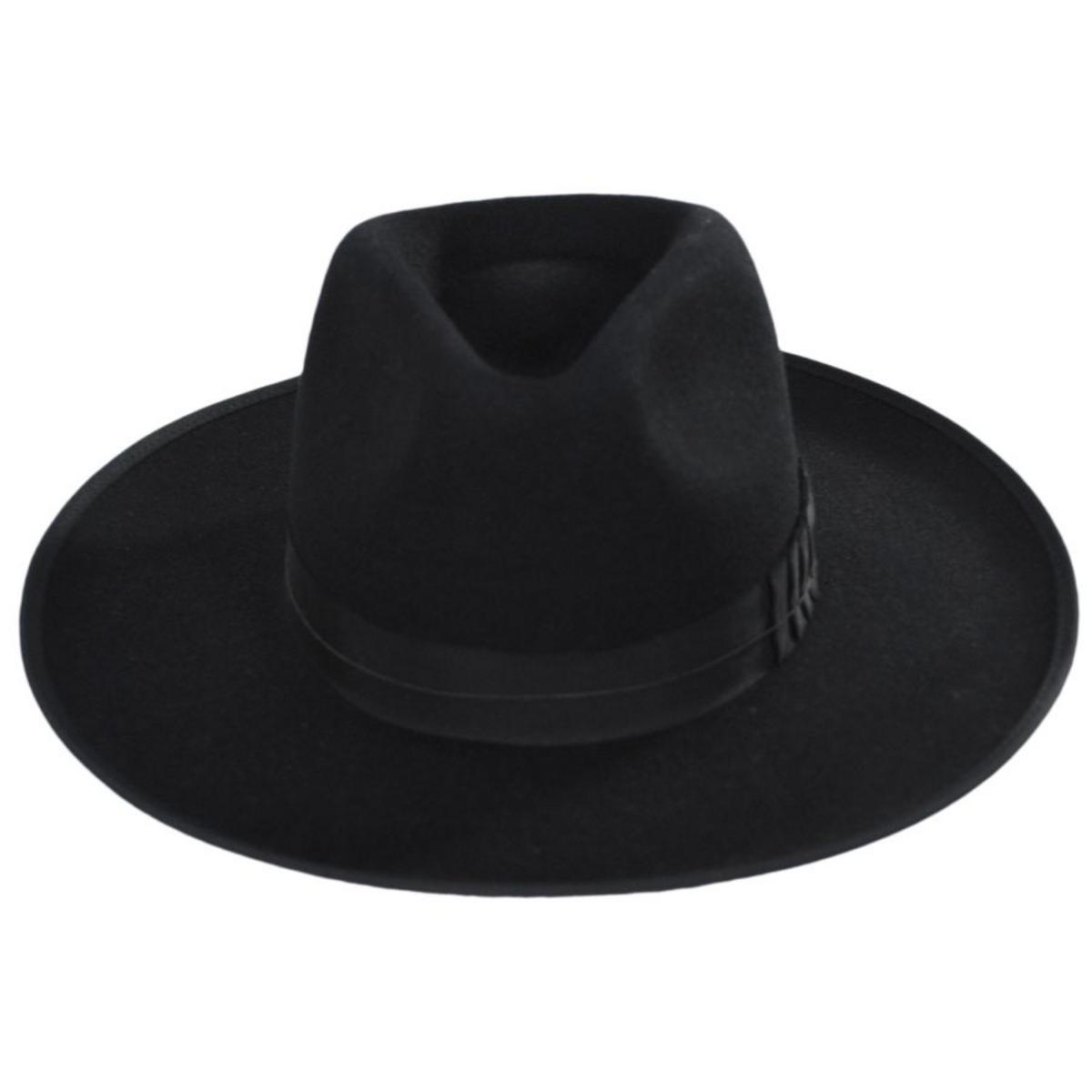 BRIXTON HATS | Reno Wool Felt Fedora Hat | 135651 | front | BLACK/BLACK