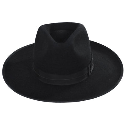 BRIXTON HATS | Reno Wool Felt Fedora Hat | 135651 | front | BLACK/BLACK