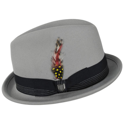 BRIXTON HATS | Gain Wool Felt Fedora Hat | 135600 | profile | LIGHT GREY/MIDNIGHT