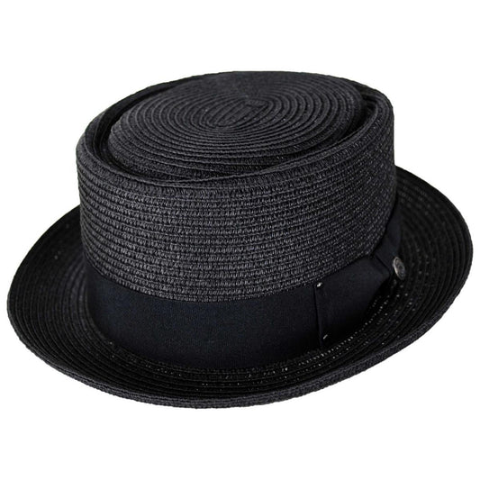 Jaxon Hats | Toyo Straw Braid Pork Pie Hat | 128501 | lead | BLACK