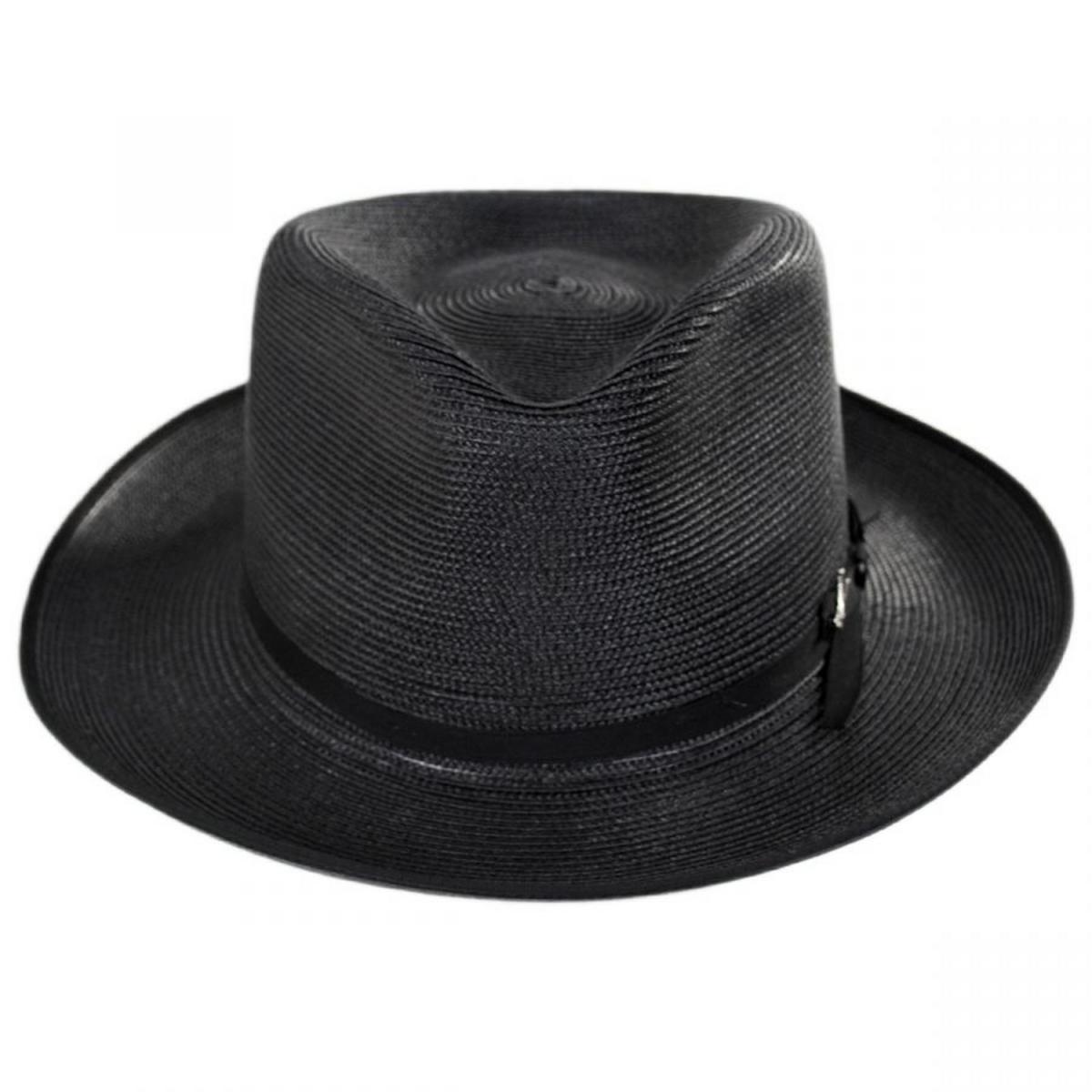 Stetson | Stratoliner Milan Straw Fedora Hat | 126908 | front | BLACK